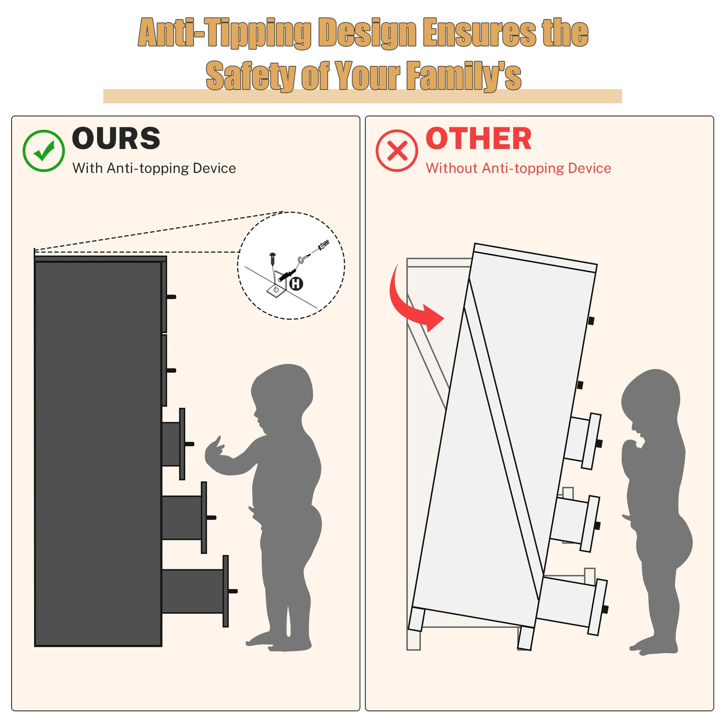 SYNGAR Black 5 Drawer Dresser, Chest of Drawers for Bedroom, Modern Storage Cabinet Dresser Organizer Unit with Handle for Living Room, Closet, Hallway, Nursery