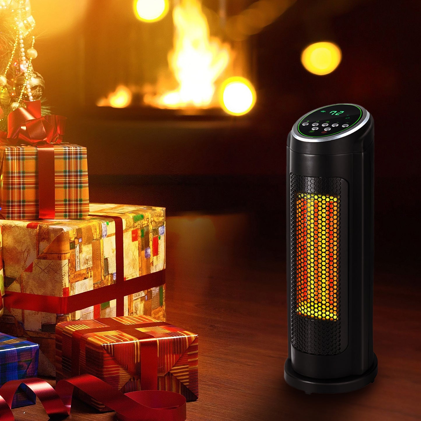 SYNGAR Space Heater for Indoor Use, Fast Heating, Electric & Portable Tower Heater with Thermostat, 1500W Room Heater with 2 Modes, 12H Timer, LED Display, Safe for Office Use, Black