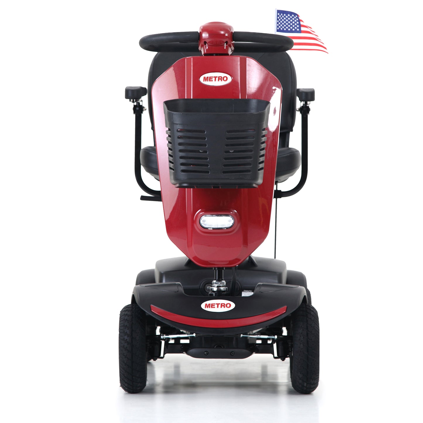 SYNGAR Foldable Mobility Scooters for Seniors and Adults, 4 Wheels Electric Powered Mobility Scooters for Travel with Cup Holders&USB Port, Anti-tip Wheels, Removable Basket, 15 Miles Range, Red