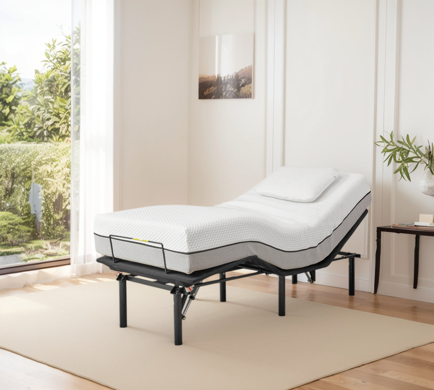 SYNGAR Black Adjustable Twin XL Bed Frame, Modern Electric Adjustable Beds with Head and Foot Incline for Bedroom, Wireless Remote Adjustable Bed Frame for Any Mattress Sizes, Easy Assembly
