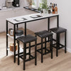 Counter Height Dining Set, Syngar 4 Piece Long Pub Table Set with 3 Cushioned Stools, Kitchen Table Set for 3, Bar Table Set for Small Spaces, Modern Breakfast Dinette Set for Home/Restaurant