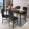 SYNGAR 5 Piece Dining Set, Modern Dining Table and Chairs Set for 4, Kitchen Dining Table Set with Faux Marble Tabletop & 4 PU Leather Upholstered Chairs, for Small Space, Breakfast Nook, Brown, D9292