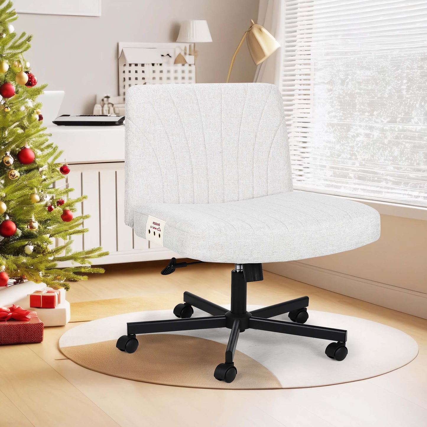 SYNGAR Home Office Desk Chairs, Computer Desk Chair Modern Leisure Chair with Adjustable Height, Comfortable Swivel Rolling Chair for Office Study Bedroom Living Room, Beige