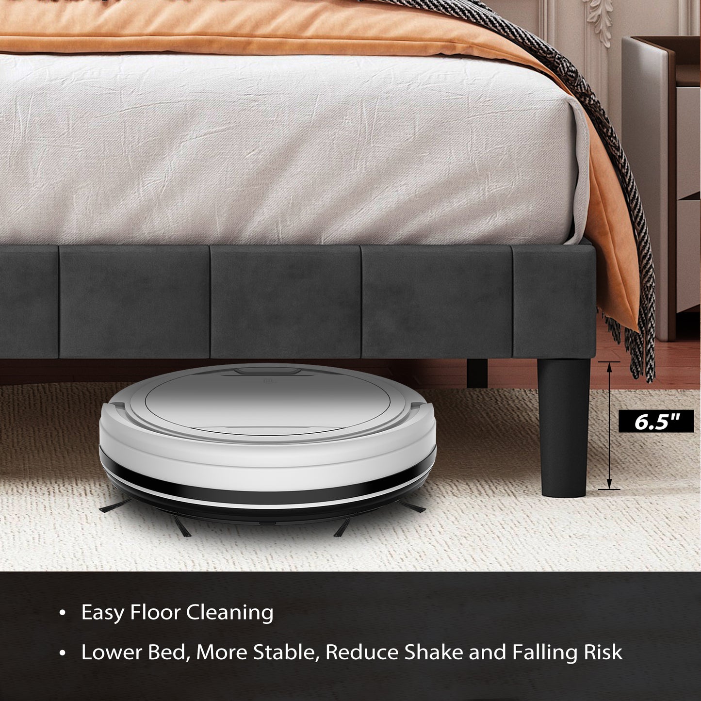 SYNGAR Full Bed Frame, New Upgrade Full Size Fabric Upholstered Platform Bed Frame with Elegant Headboard, Bedroom Furniture Wooden Frame Platform Bed Frame, No Box Spring Needed, Dark Gray