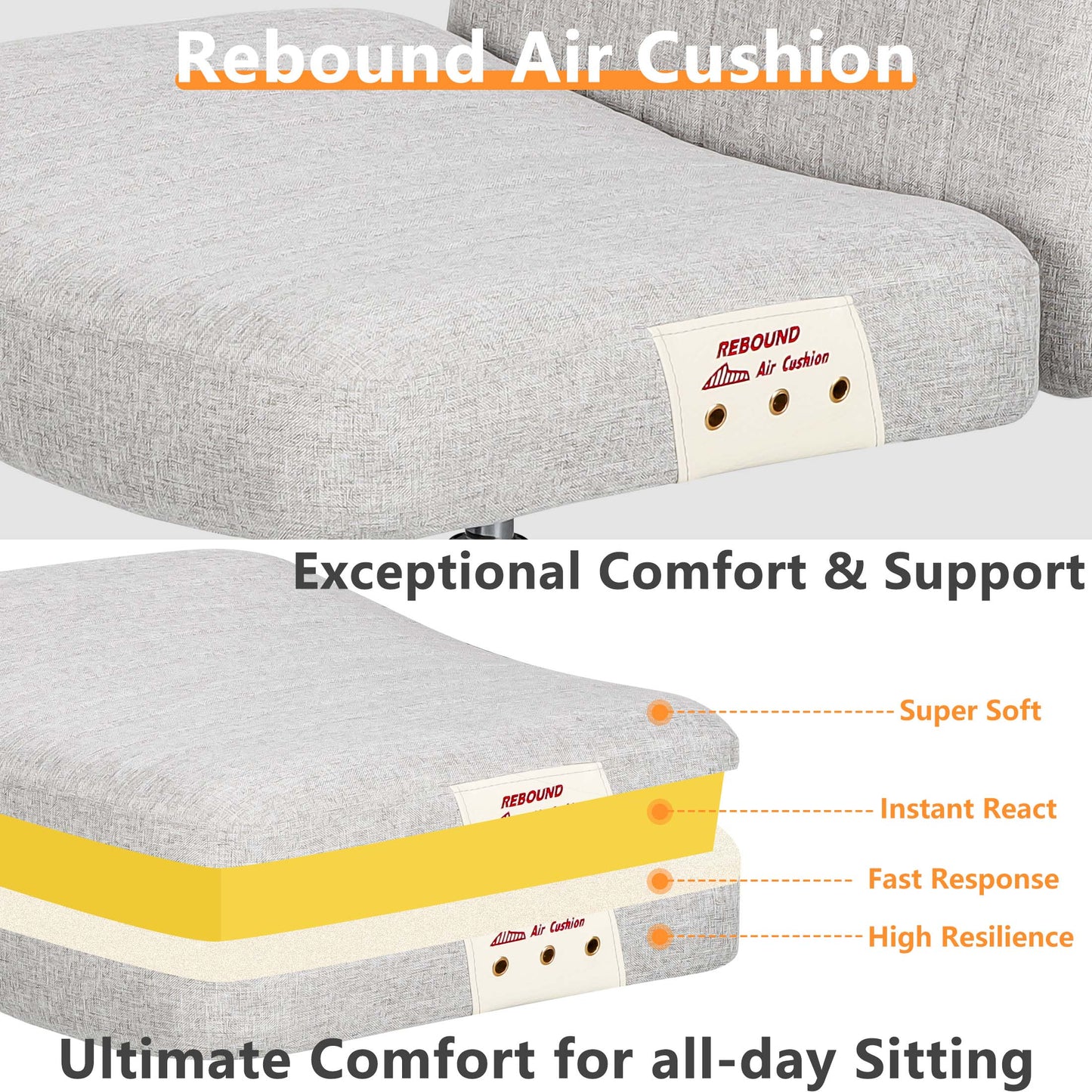 SYNGAR Home Office Desk Chairs, Computer Desk Chair Modern Leisure Chair with Adjustable Height, Comfortable Swivel Rolling Chair for Office Study Bedroom Living Room, Beige