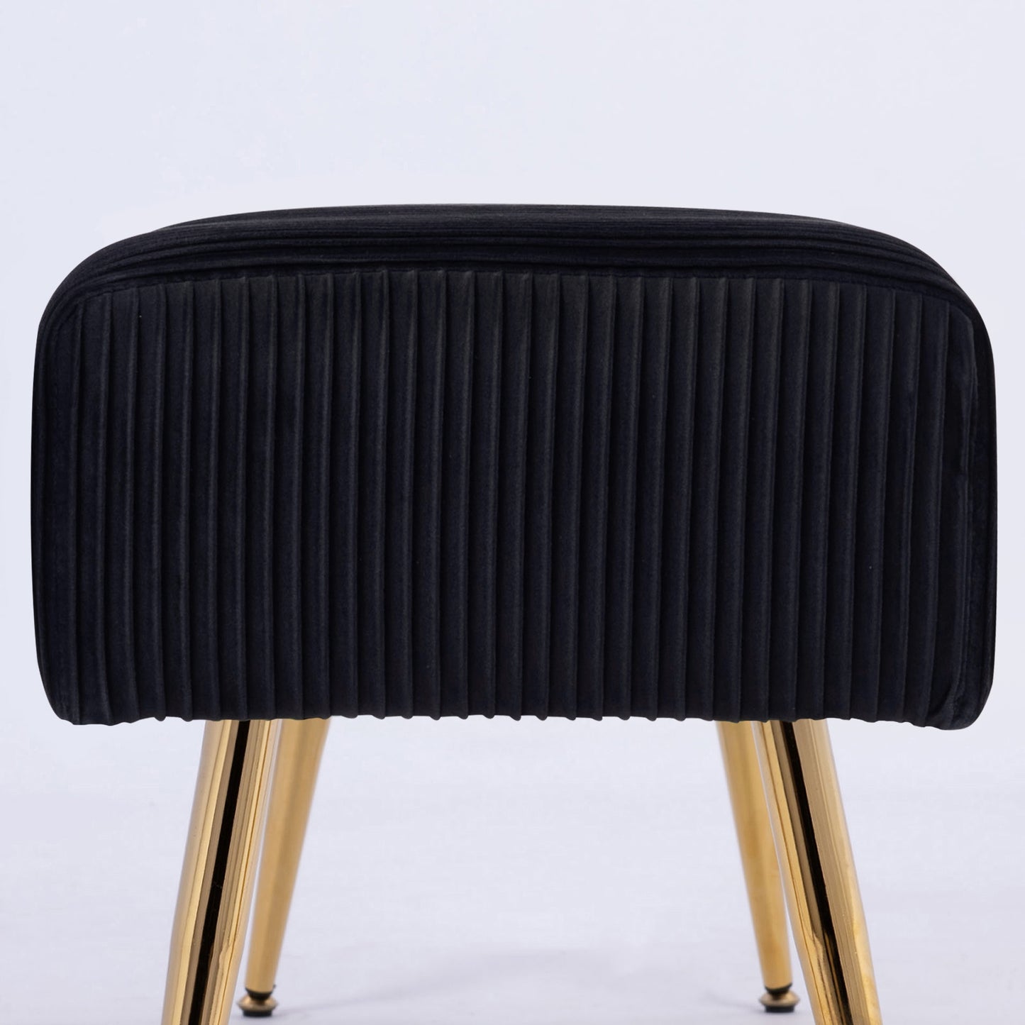 SYNGAR Upholstered Bench, Mid Century Modern Rectangular Footrest for Bedroom Entryway Channel, Velvet Fabric Bench for Bedroom End of Bed, Entryway Ottoman Bench with Gold Metal Legs, Black