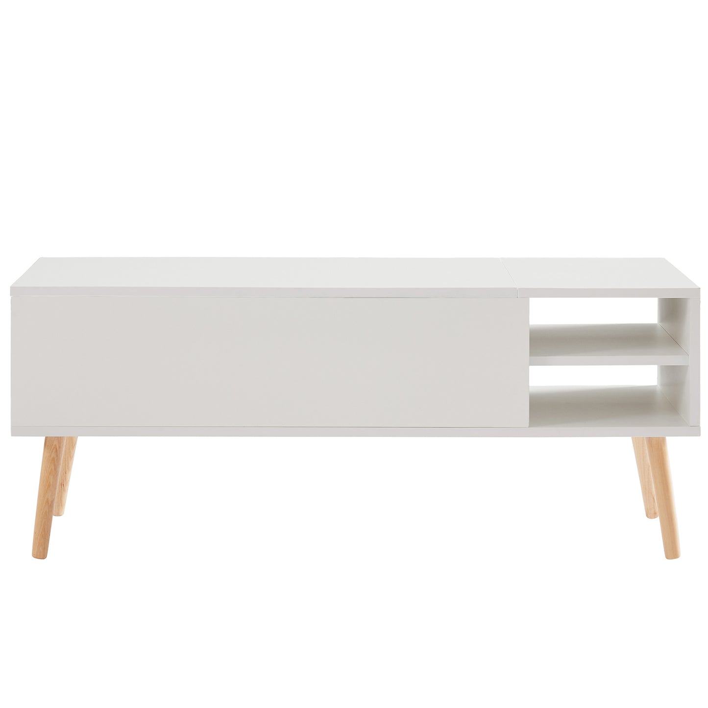 White Lift Top Coffee Tables for Living Room, Modern Coffee Table with Hidden Storage Compartment & Open Shelves, Dining Center Table Computer Desk Table for Office Reception Room