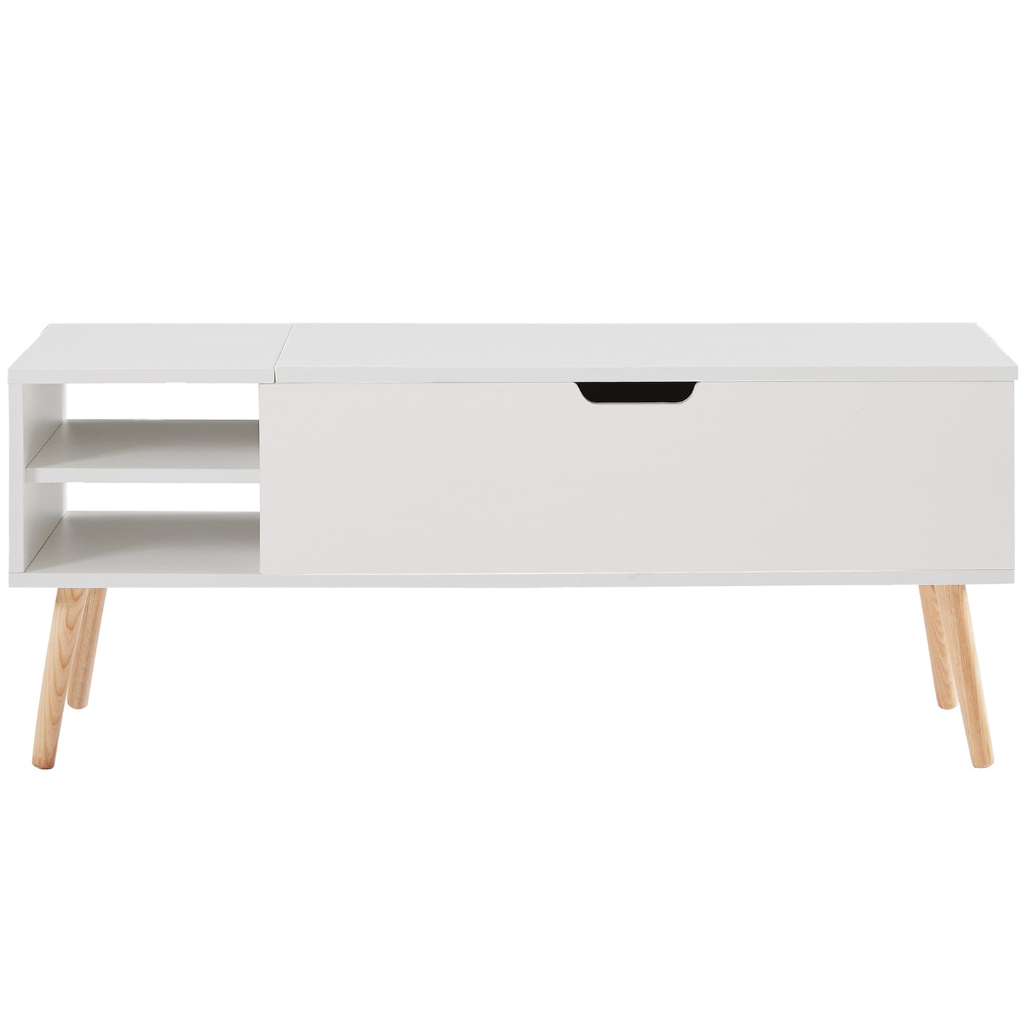 White Lift Top Coffee Tables for Living Room, Modern Coffee Table with Hidden Storage Compartment & Open Shelves, Dining Center Table Computer Desk Table for Office Reception Room