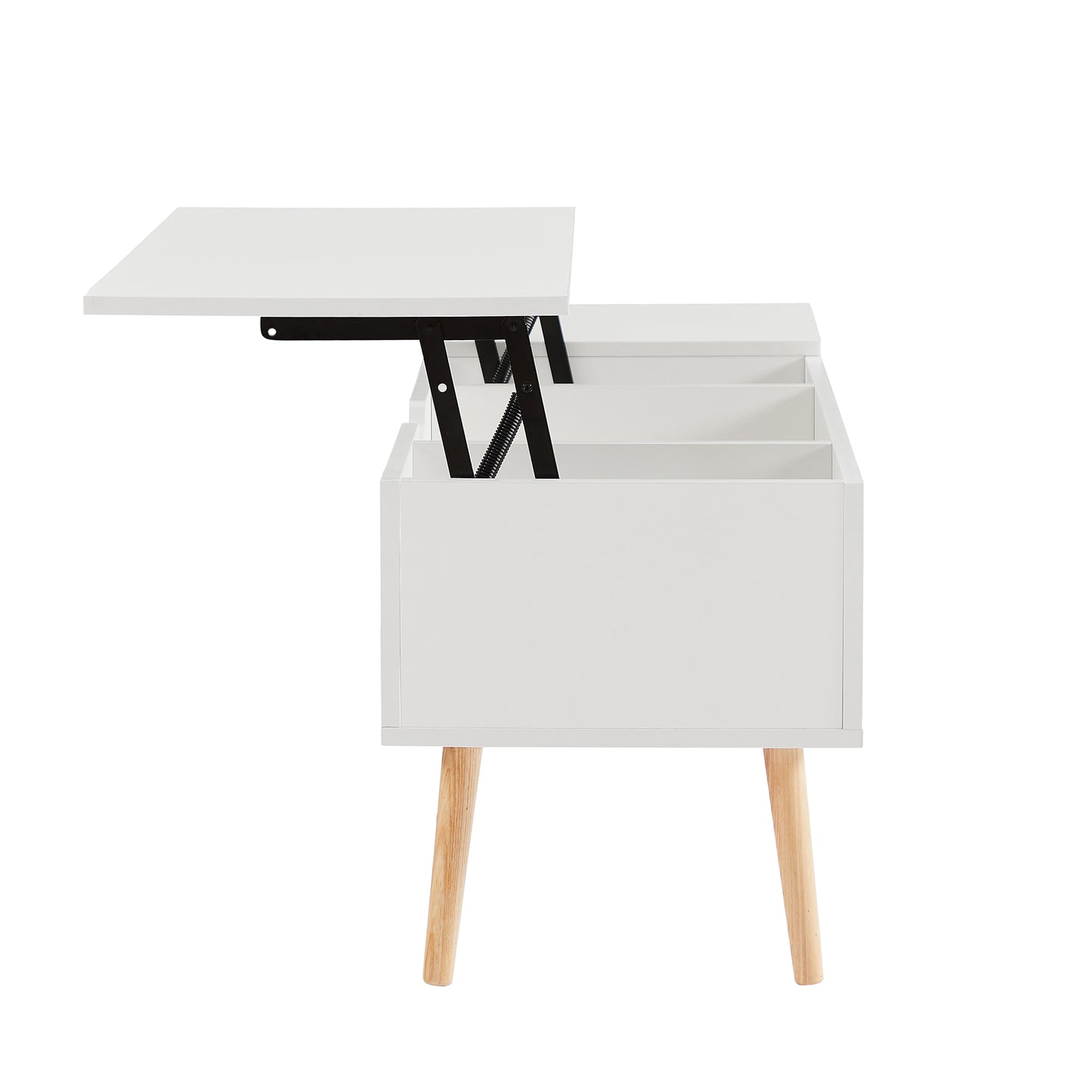 White Lift Top Coffee Tables for Living Room, Modern Coffee Table with Hidden Storage Compartment & Open Shelves, Dining Center Table Computer Desk Table for Office Reception Room