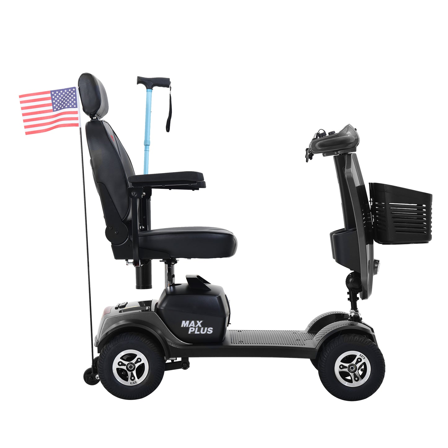 SYNGAR Mobility Scooters for Seniors with UBS Port & 2 Cup Holders, 4 Wheels Foldable Electric Scooters for Seniors with 300W Motor, 16 Miles Range, Storage Basket, Easy Assembly, Gray