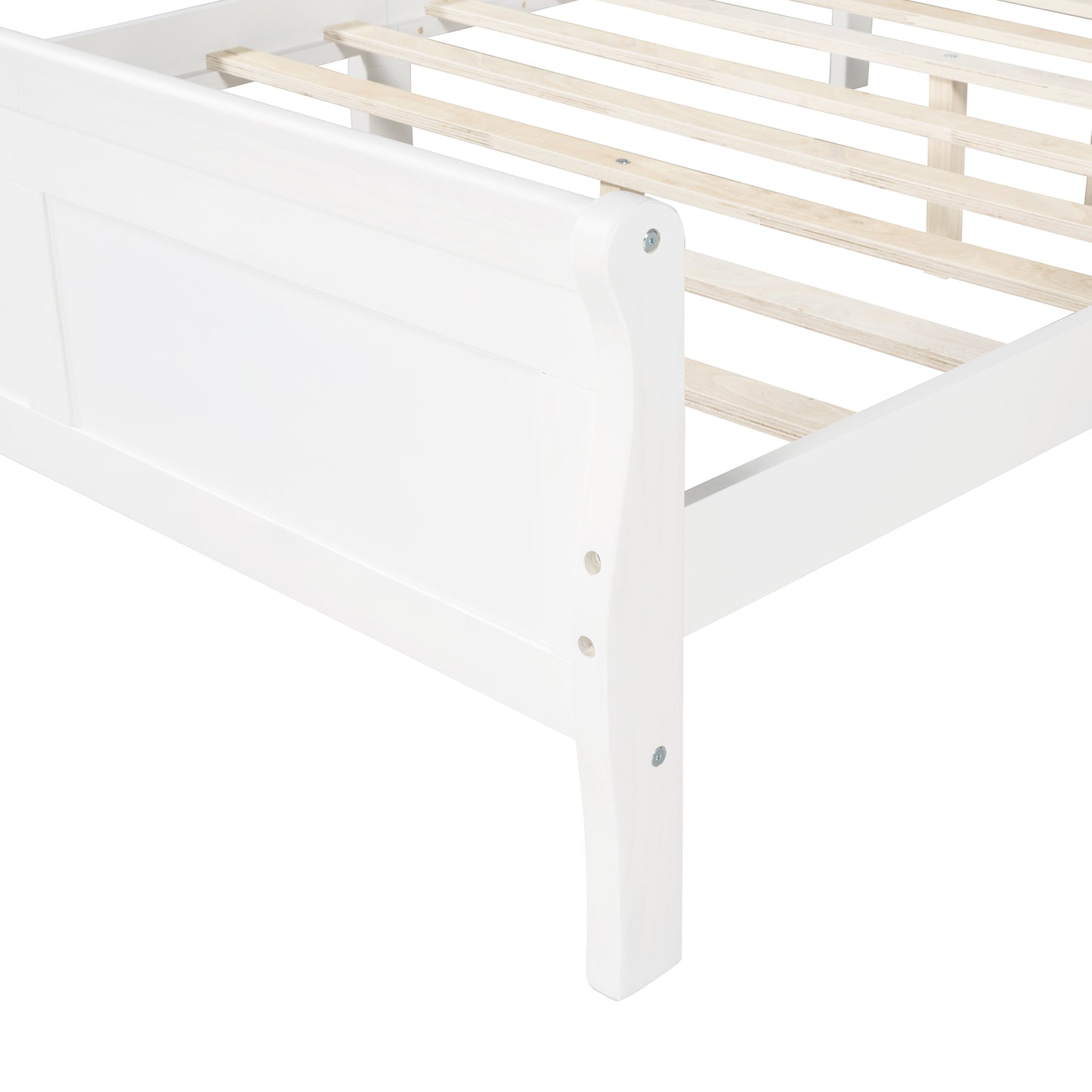 SYNGAR White Solid Wood Queen Bed Frame with Headboard and Footboard, No Box Spring Needed