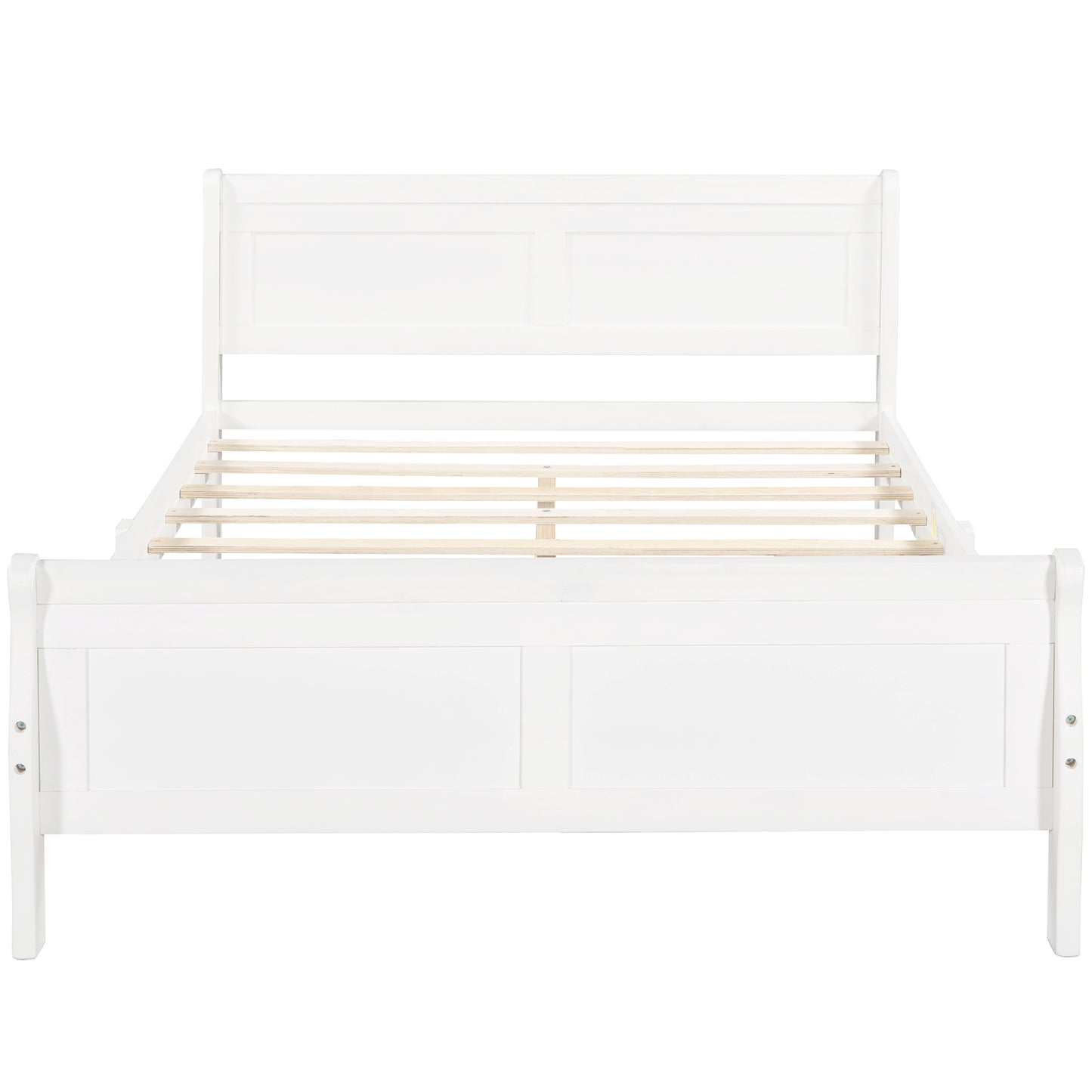 SYNGAR White Solid Wood Queen Bed Frame with Headboard and Footboard, No Box Spring Needed