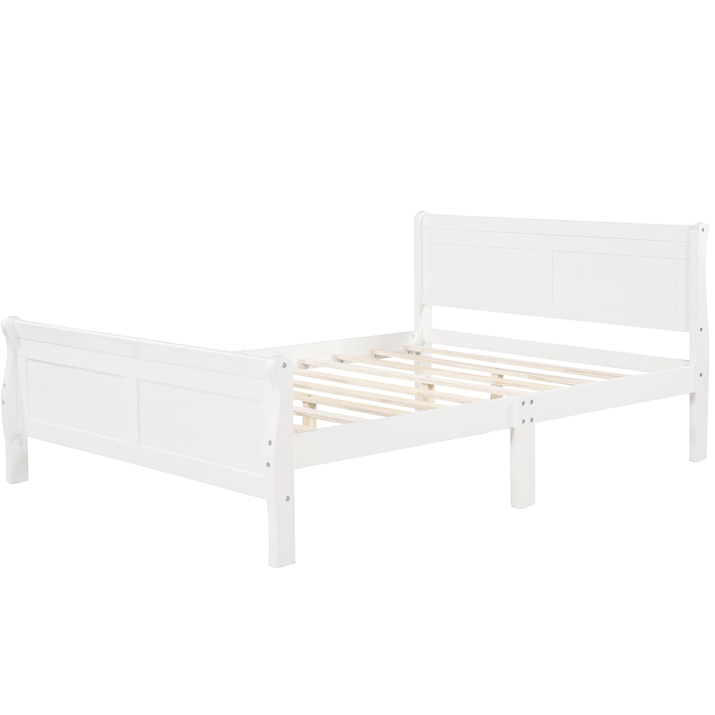 SYNGAR White Solid Wood Queen Bed Frame with Headboard and Footboard, No Box Spring Needed