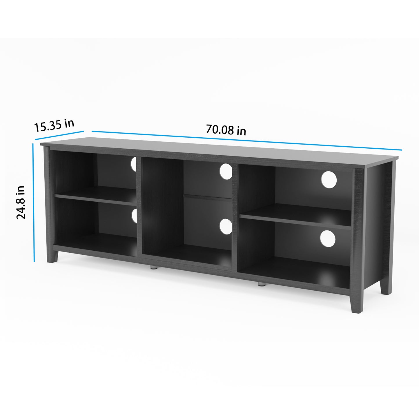 SYNGAR TV Stand for 70 inch TV, Modern Farmhouse TV Console Table Stand with 5 Storage Compartments, Living Room TV Table Stand Entertainment Center, 70"L x 15"W x 25"H, Black