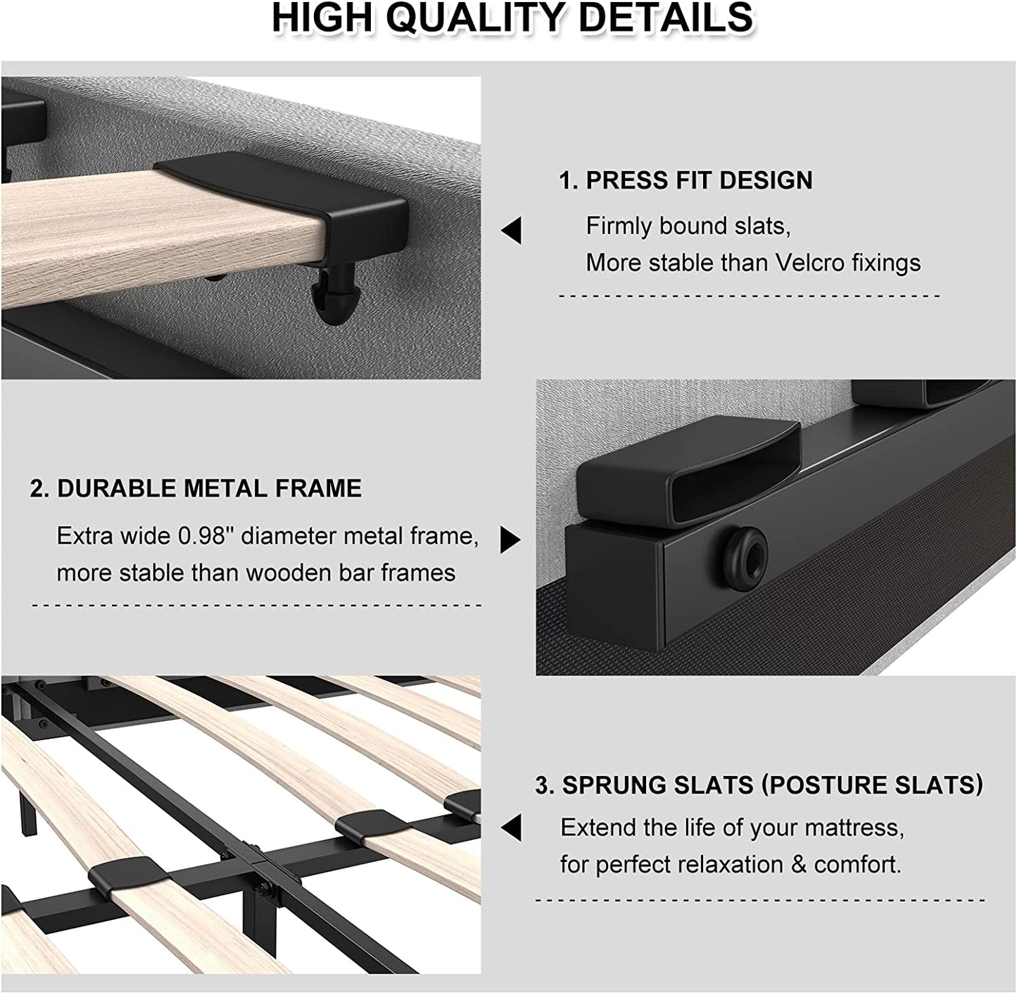 SYNGAR Full Bed Frame, New Upgrade Full Size Velvet Upholstered Platform Bed Frame with Elegant Headboard, Bedroom Furniture Wooden Frame Platform Bed Frame, No Box Spring Needed, Gray