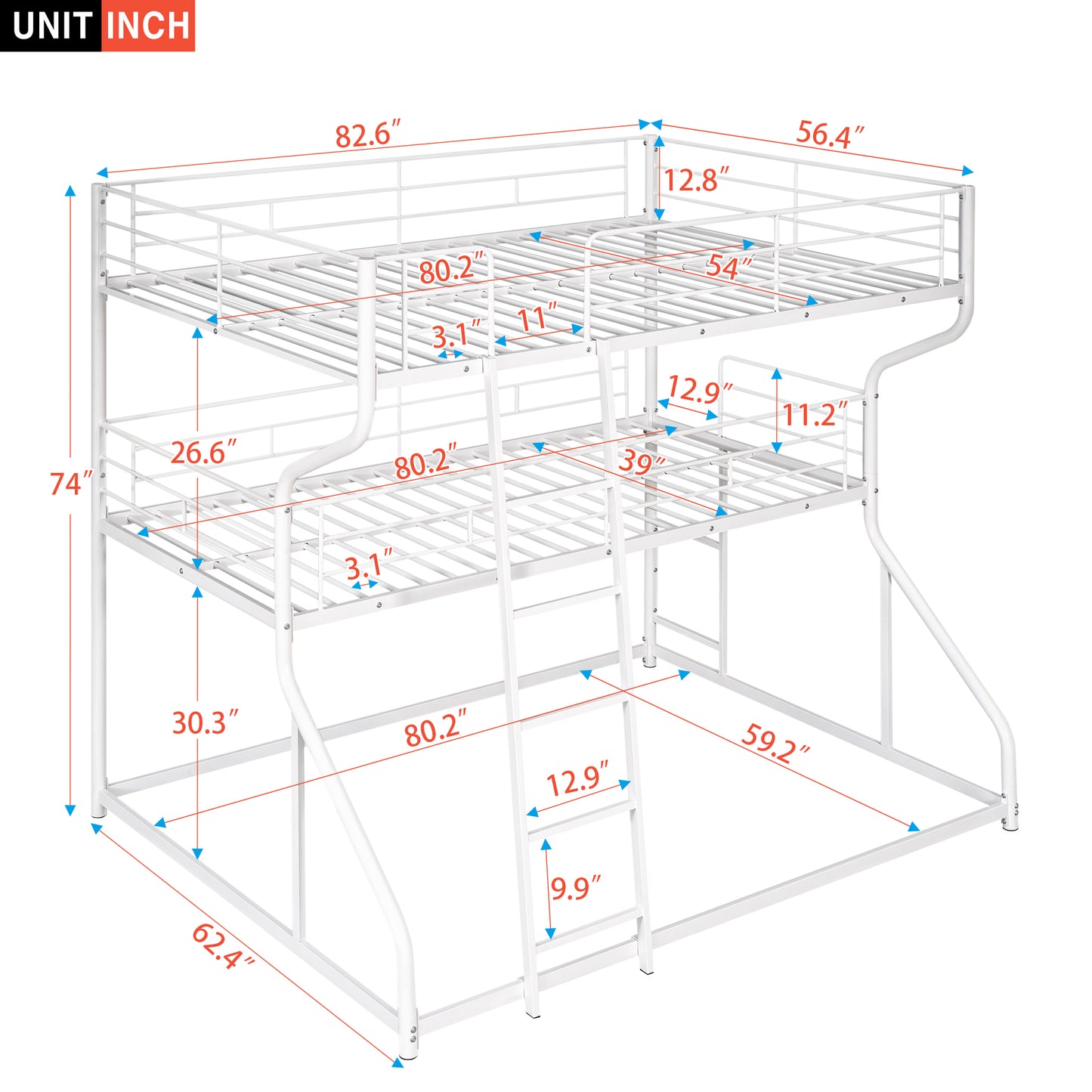 Syngar Triple Bunk Bed for Kids with 2 Ladders, Full XL over Twin XL over Queen Size for Kids Room, Modern Triple Bunk Metal Bed Frame,No Box Spring Needed, Black
