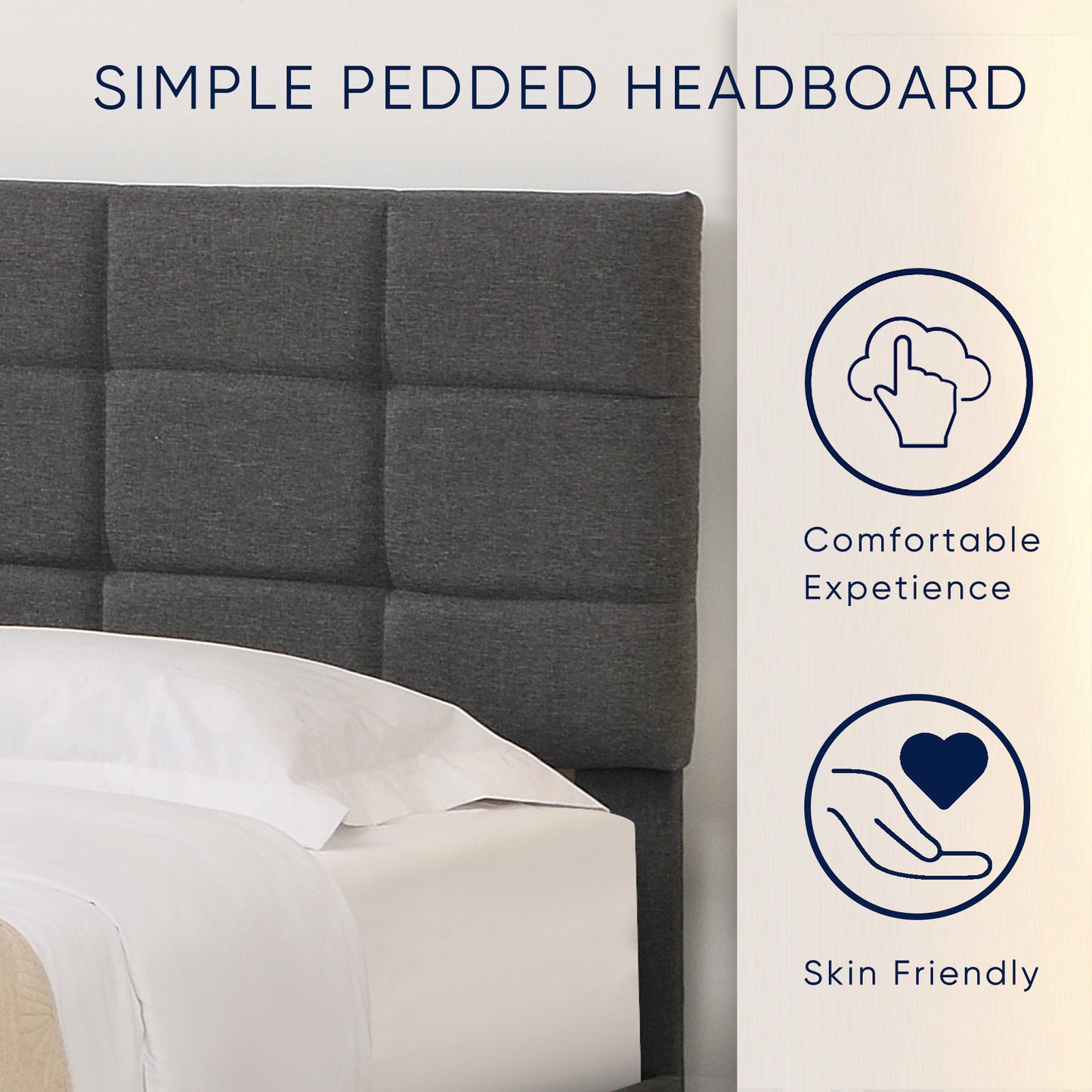 SYNGAR King Size Bed Frame, Modern Upholstered Tufted Platform Bed Frame with Headboard and Strong Support Legs for Bedroom, No Box Spring Needed, Easy Assembly, Dark Gray