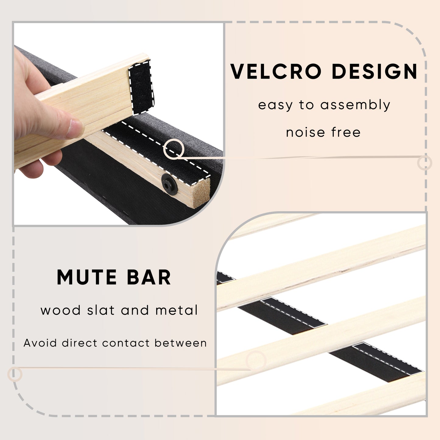 SYNGAR King Size Bed Frame, Modern Upholstered Tufted Platform Bed Frame with Headboard and Strong Support Legs for Bedroom, No Box Spring Needed, Easy Assembly, Dark Gray