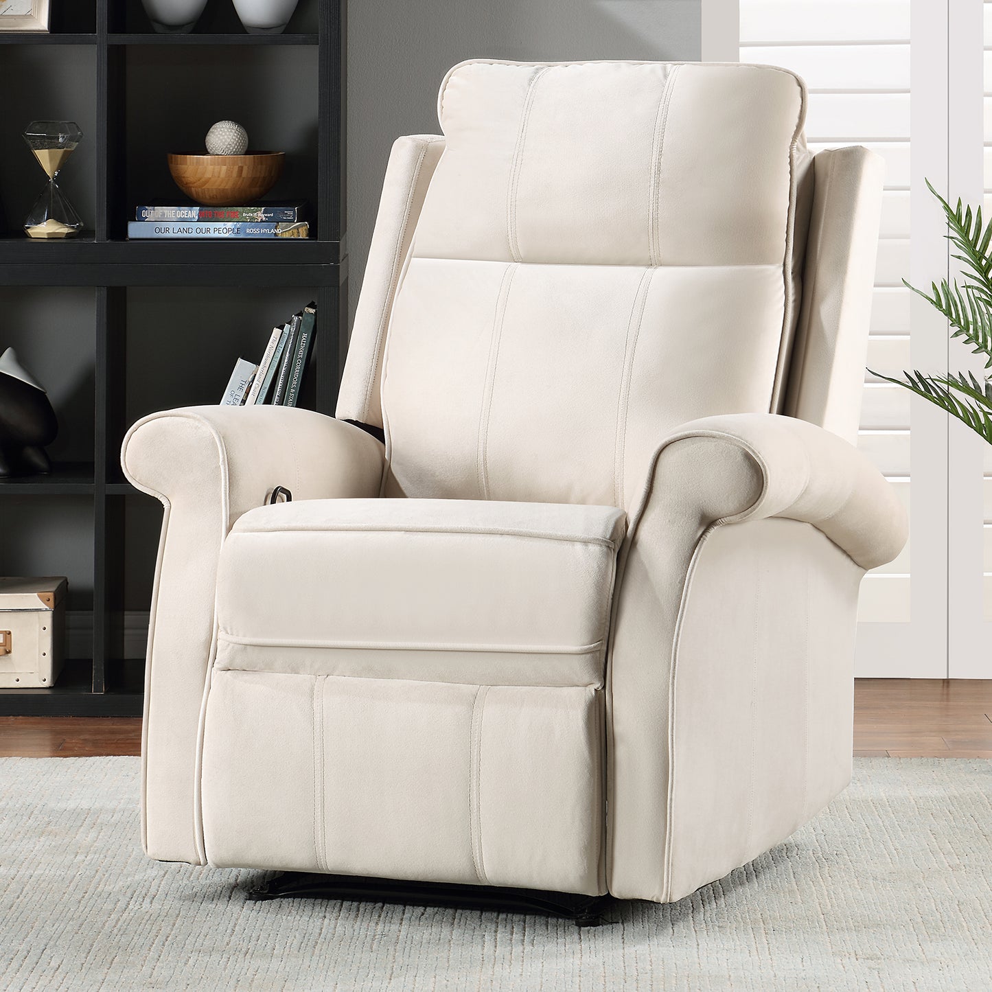 SYNGAR Manual Recliner Chair with Heat Therapy and Massage Function, Heavy Duty Reclining Mechanism Massage Chair, Elderly Single Rocker Sofa with Cup Holders for Bedroom Home Theater, Brown