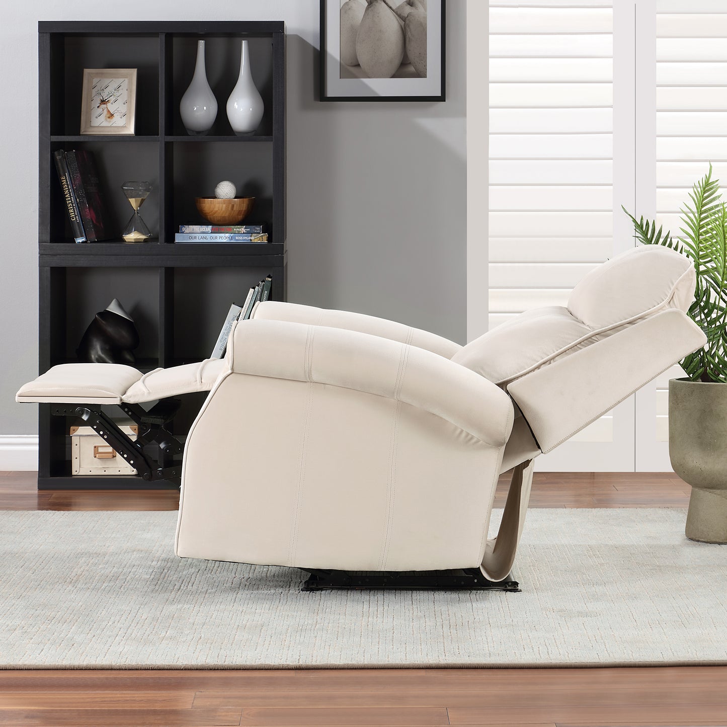 SYNGAR Manual Recliner Chair with Heat Therapy and Massage Function, Heavy Duty Reclining Mechanism Massage Chair, Elderly Single Rocker Sofa with Cup Holders for Bedroom Home Theater, Brown