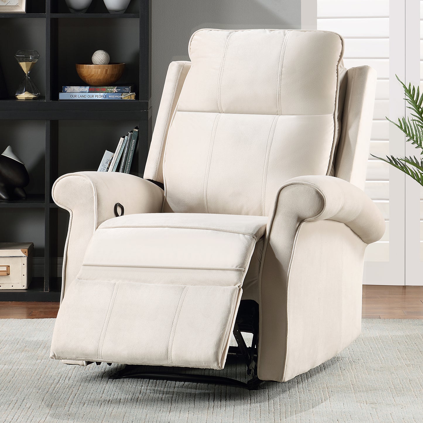 SYNGAR Manual Recliner Chair with Heat Therapy and Massage Function, Heavy Duty Reclining Mechanism Massage Chair, Elderly Single Rocker Sofa with Cup Holders for Bedroom Home Theater, Brown