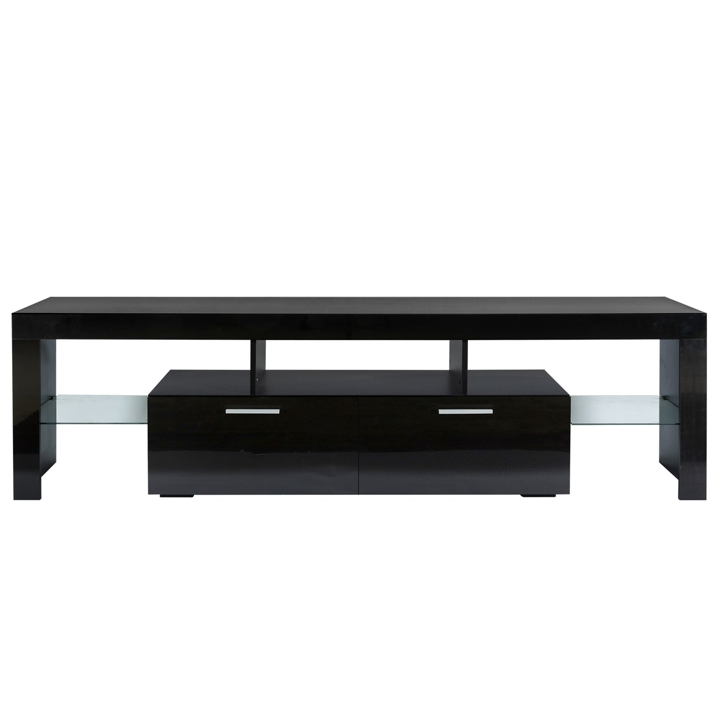 SYNGAR White TV Stand for Living Room up to 80" TV, Modern TV Console Table Buffet Cabinet with Storage, High Glossy TV Cabinet with 16-Color LED Lights, Entertainment Center, 71"L×16" W×20"H