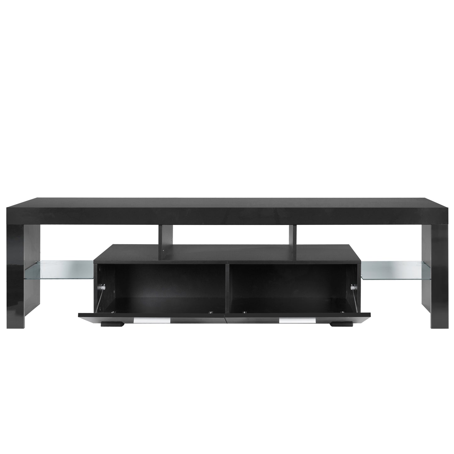 SYNGAR White TV Stand for Living Room up to 80" TV, Modern TV Console Table Buffet Cabinet with Storage, High Glossy TV Cabinet with 16-Color LED Lights, Entertainment Center, 71"L×16" W×20"H