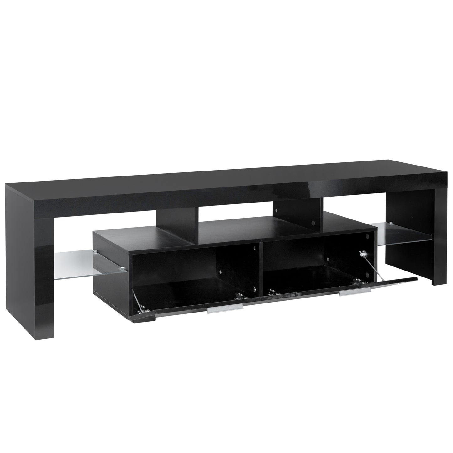 SYNGAR White TV Stand for Living Room up to 80" TV, Modern TV Console Table Buffet Cabinet with Storage, High Glossy TV Cabinet with 16-Color LED Lights, Entertainment Center, 71"L×16" W×20"H