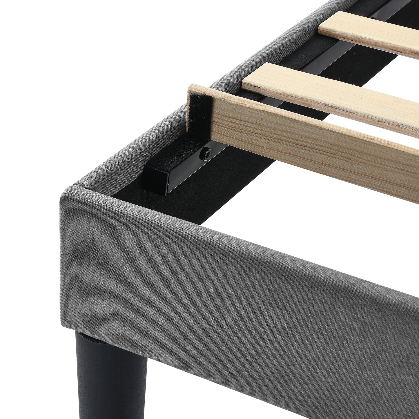 SYNGAR Queen Size Bed Frame, Fabric Upholstered Platform Bed Frame with Adjustable Button Tufted Headboard, Bedroom Furniture with Strong Wooden Slat Support, No Box Spring Needed, Light Gray