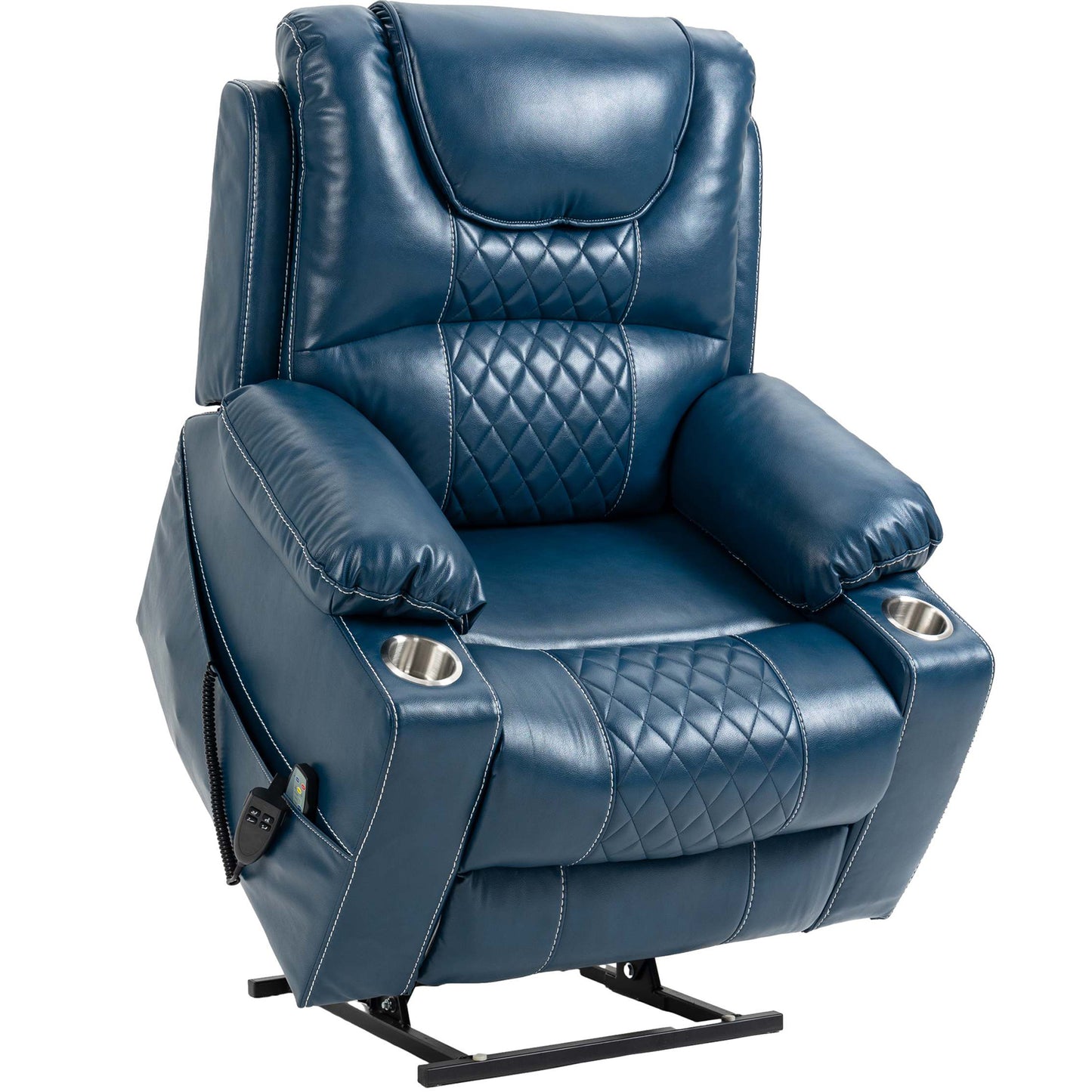 SYNGAR Power Lift Recliner Chair with Massage and Heat for Elderly, Lay Flat Sleeping Overstuffed Wide Recliners, Heavy Duty and Safety Motion Reclining Mechanism with 2 Cup Holders, Brown