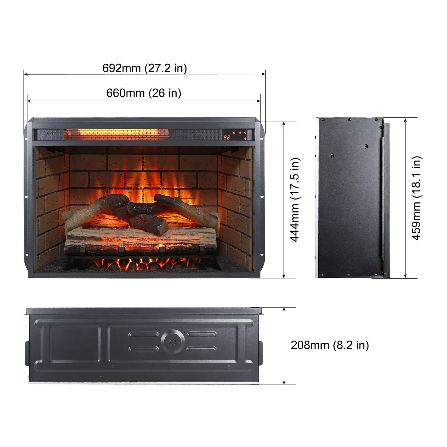 SYNGAR TV Stand with Fireplace for 60" TV, Modern TV Console Entertainment Center with Remote Control Fireplace, Wood+Stainless Steel TV Cabinet With Doors for Living Room, Oak