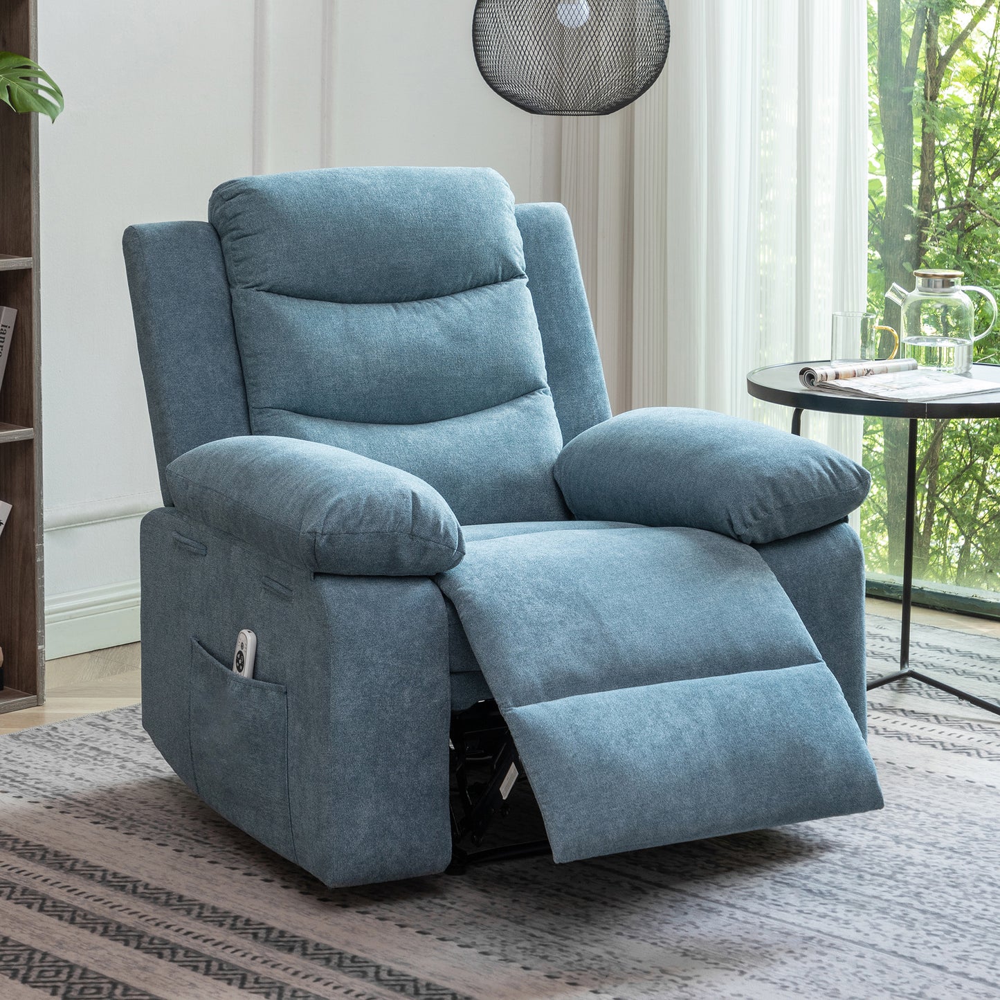 SYNGAR Electric Recliner Chair with Massage and Heating Function, Power Recliner Chair with Remote Control, Side Pockets, Armrest, Recliner Sofa Lounge Chair for Living Room Bedroom, Beige