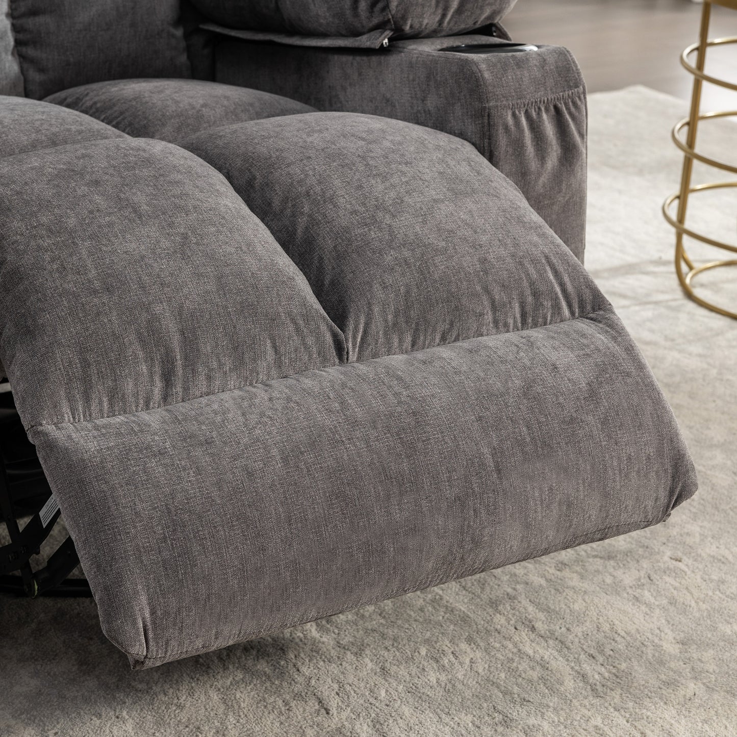 SYNGAR Power Lift Recliner Chair for Living Room, Electric Recliner Chair with Heat and Massage Function, USB Charge Port and Cup Holders, Oversized Velvet Reclining Sofa for Home Theater, Gray