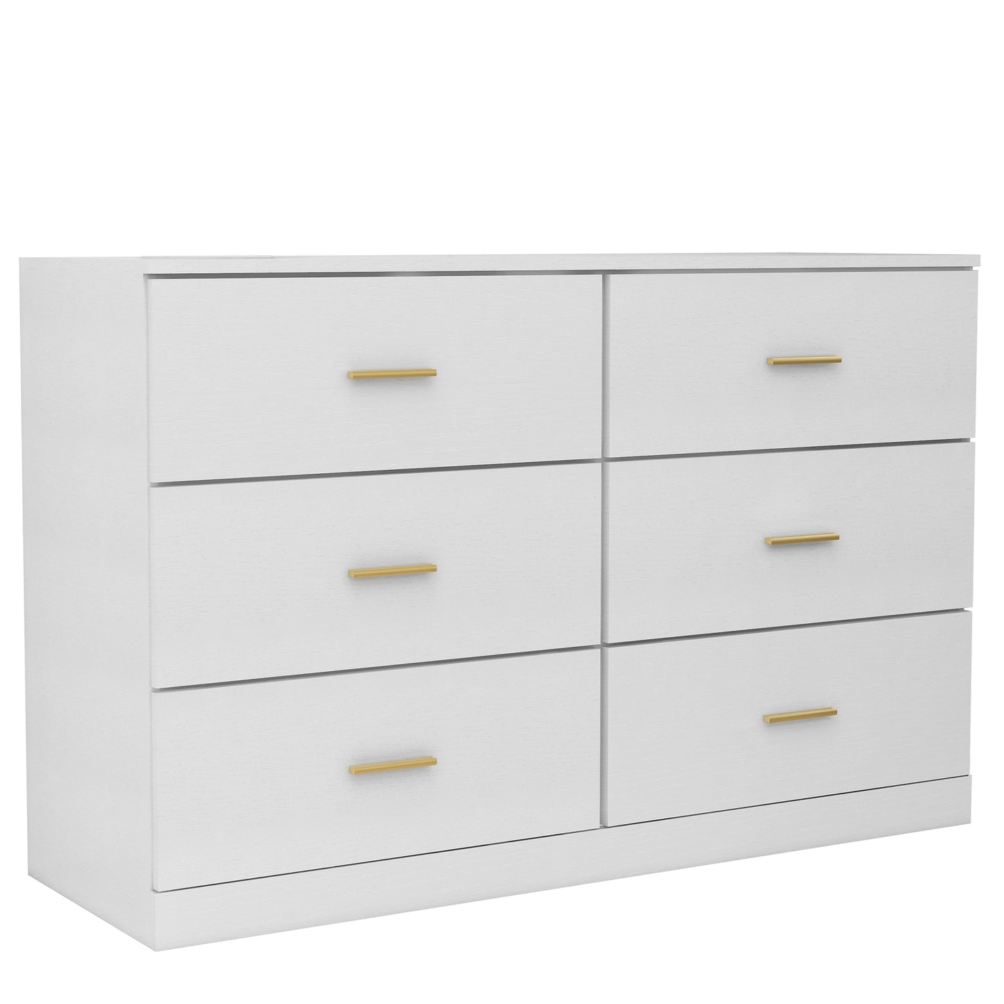 SYNGAR White 6 Drawer Dresser, Modern 47" Wood Chest of Drawers with Metal Handles for Bedroom, Double Dresser Storage Cabinet Dresser Organizer Unit for Living Room, Closet, Hallway, Nursery