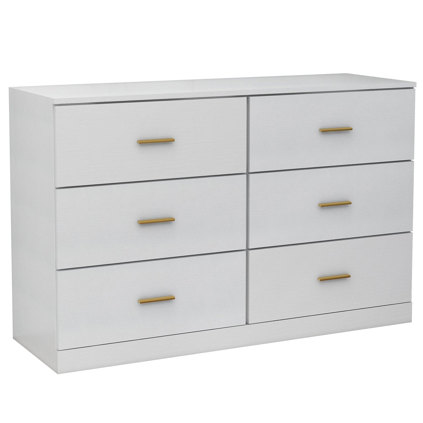 SYNGAR White 6 Drawer Dresser, Modern 47" Wood Chest of Drawers with Metal Handles for Bedroom, Double Dresser Storage Cabinet Dresser Organizer Unit for Living Room, Closet, Hallway, Nursery