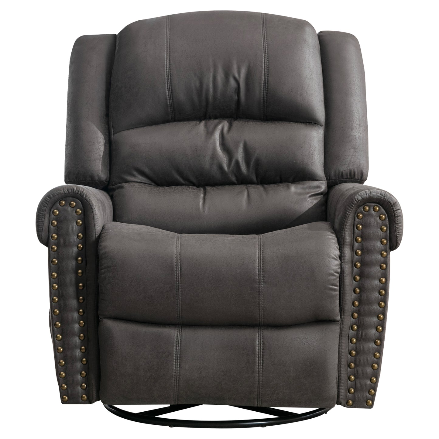 SYNGAR Swivel Rocker Recliner Chair for Living Room, Manual Reclining Chair Oversized with Heat and Massage Function, USB, Soft Fabric Rocking Sofa Glider Chair for Bedroom Home Theater, Gray