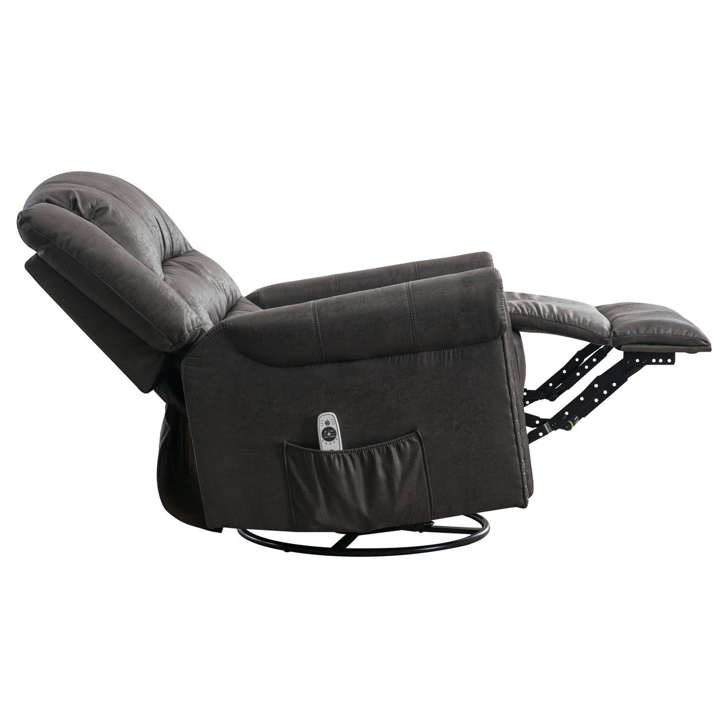 SYNGAR Swivel Rocker Recliner Chair for Living Room, Manual Reclining Chair Oversized with Heat and Massage Function, USB, Soft Fabric Rocking Sofa Glider Chair for Bedroom Home Theater, Gray