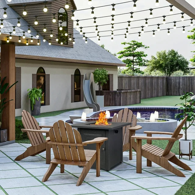 Propane Fire Pit Table, Outdoor Gas Fire Pit Table with Lid and Lava Rock, 28" 40,000 BTU Auto-Ignition Fire Pit, CSA Certification and Strong Steel Frame, Fit for Patio Garden Backyard Deck