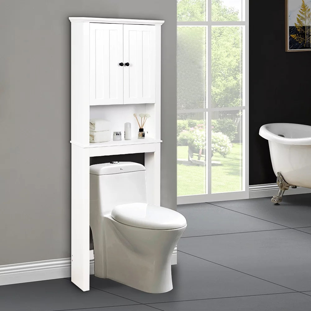 Tall Bathroom Storage Cabinet, Bathroom Furniture Over The Toilet, Freestanding Bathroom Cabinet with Adjustable Shelf, Bathroom Hutch Over Toilet, Space Saving Toilet Shelf Organizer, K775