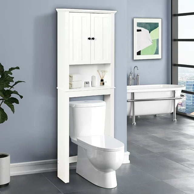 Tall Bathroom Storage Cabinet, Bathroom Furniture Over The Toilet, Freestanding Bathroom Cabinet with Adjustable Shelf, Bathroom Hutch Over Toilet, Space Saving Toilet Shelf Organizer, K775