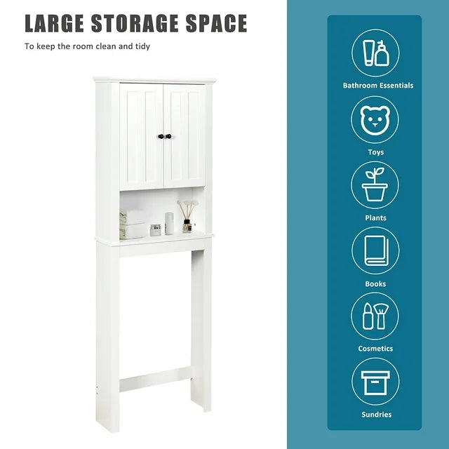 Tall Bathroom Storage Cabinet, Bathroom Furniture Over The Toilet, Freestanding Bathroom Cabinet with Adjustable Shelf, Bathroom Hutch Over Toilet, Space Saving Toilet Shelf Organizer, K775