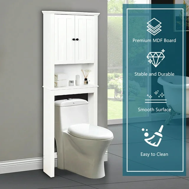 Tall Bathroom Storage Cabinet, Bathroom Furniture Over The Toilet, Freestanding Bathroom Cabinet with Adjustable Shelf, Bathroom Hutch Over Toilet, Space Saving Toilet Shelf Organizer, K775
