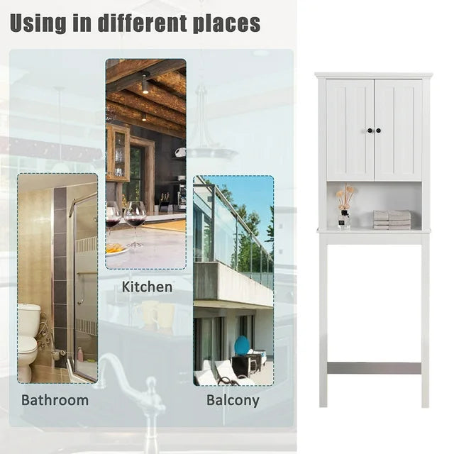Tall Bathroom Storage Cabinet, Bathroom Furniture Over The Toilet, Freestanding Bathroom Cabinet with Adjustable Shelf, Bathroom Hutch Over Toilet, Space Saving Toilet Shelf Organizer, K775