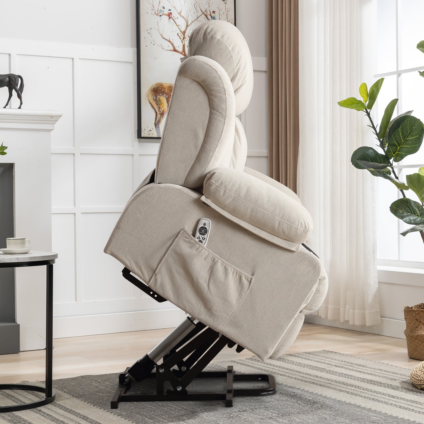 Power Lift Recliner Chair with Vibration Massage and Heating, Oversized Elderly Sofa Home Theater Seating Single Sofa with Cup Holders, USB Charge Port, for Living Room Bedroom, Gray