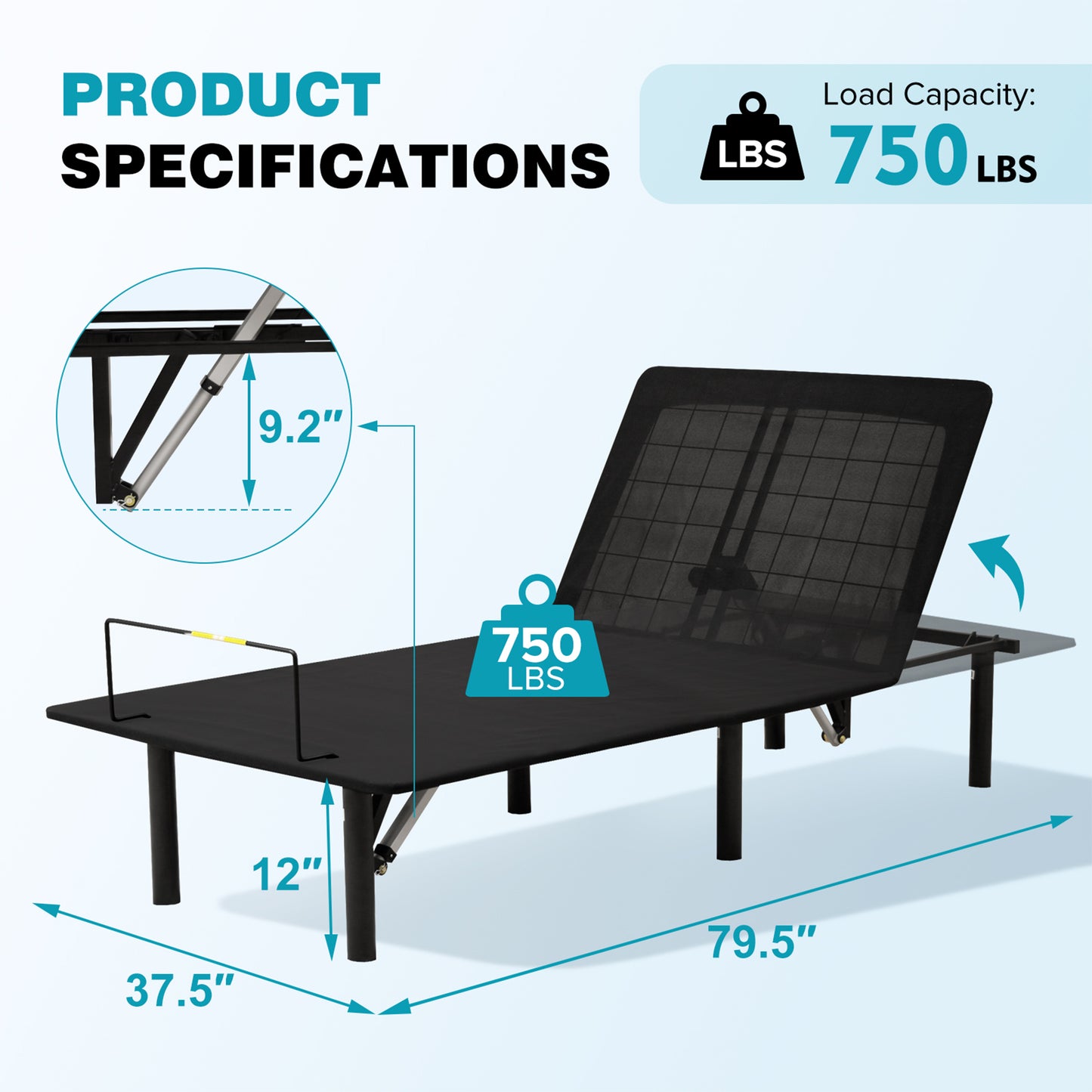 SYNGAR Black Adjustable Twin XL Bed Frame, Modern Electric Adjustable Beds with Head and Foot Incline for Bedroom, Wireless Remote Adjustable Bed Frame for Any Mattress Sizes, Easy Assembly