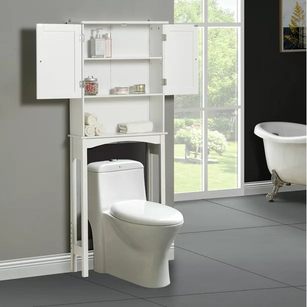 Tall Bathroom Storage Cabinet, Bathroom Furniture Over The Toilet, Freestanding Bathroom Cabinet with Adjustable Shelf, Bathroom Hutch Over Toilet, Space Saving Toilet Shelf Organizer, K775