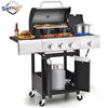 Syngar 3-Burner Propane Gas Grill with Side Burner, 40,500 BTU Outdoor BBQ Grill with 287 sq.in. Main Cooking Area, Stainless Steel Construction, Side Shelf, Ideal for Patio, Backyard, Garden