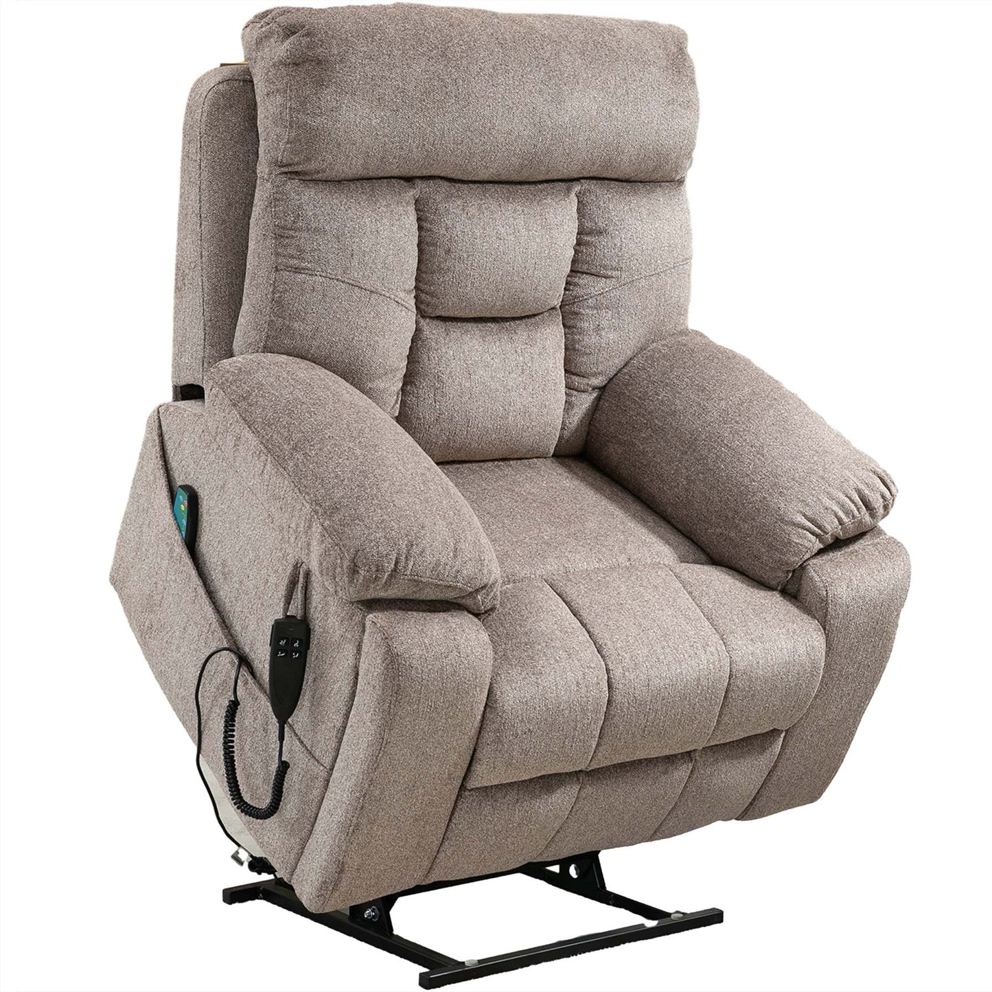 SYNGAR Large Power Lift Chair Recliner Oversized for Elderly, Heavy Duty Electric Lift Recliner with Heat Therapy and Massage, 180 Degrees Lying Flat Recliner Sofa for Tall Men, Dark Brown