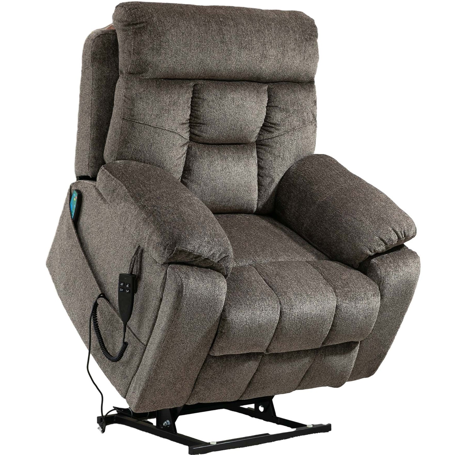 SYNGAR Large Power Lift Chair Recliner Oversized for Elderly, Heavy Duty Electric Lift Recliner with Heat Therapy and Massage, 180 Degrees Lying Flat Recliner Sofa for Tall Men, Dark Brown