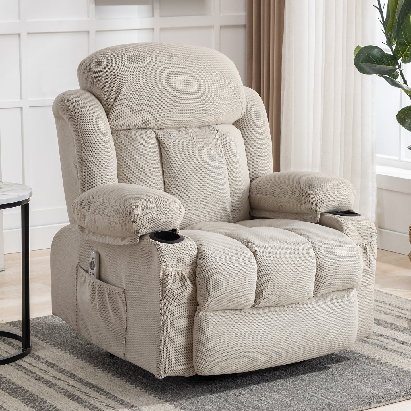 Power Lift Recliner Chair with Vibration Massage and Heating, Oversized Elderly Sofa Home Theater Seating Single Sofa with Cup Holders, USB Charge Port, for Living Room Bedroom, Gray